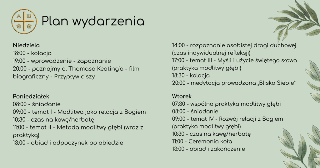 medytacja wprowadzenie plan wydarzenia